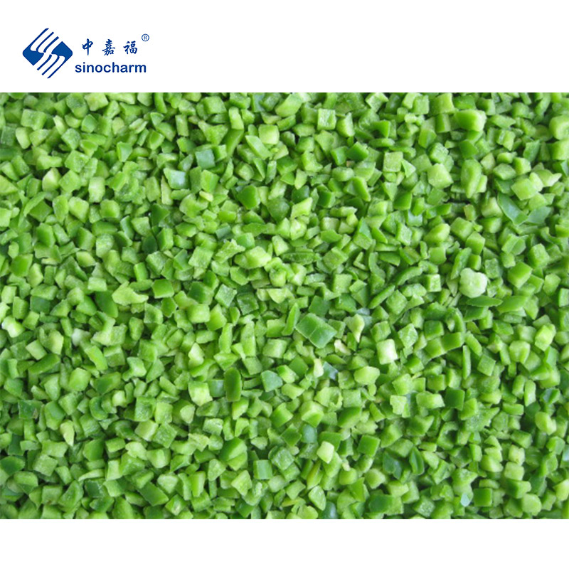 Sinocharm Brc Aprobado 10*10 mm Dados Frescos Crujientes Pimiento Verde Congelado en Cubos IQF Pimiento Verde