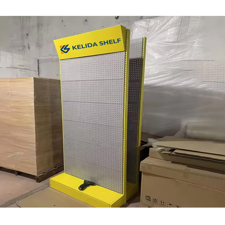 Modern Design Metal Pegboard Rack with Hooks European Style Floor Standing Tools Display Stand for Retail & Showroom