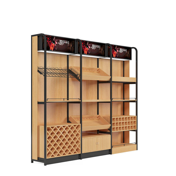 Modern Display Supermarket Shelves Wood, Supermarket Equipment Shelf