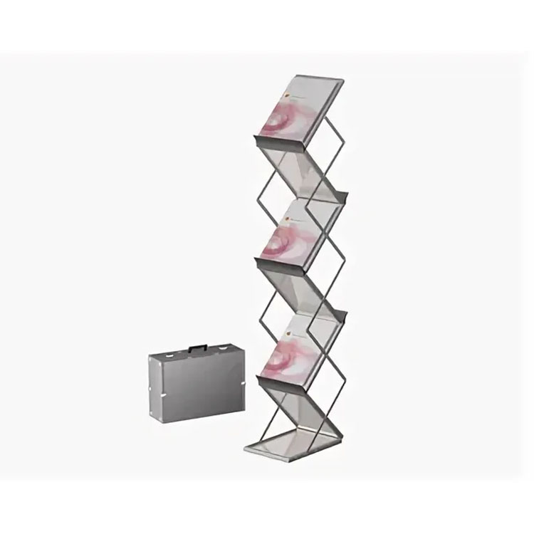 4-Tier Aluminum Magazine Holder | Heavy-Duty Literature Display Stand for Car Dealerships & Auto Show