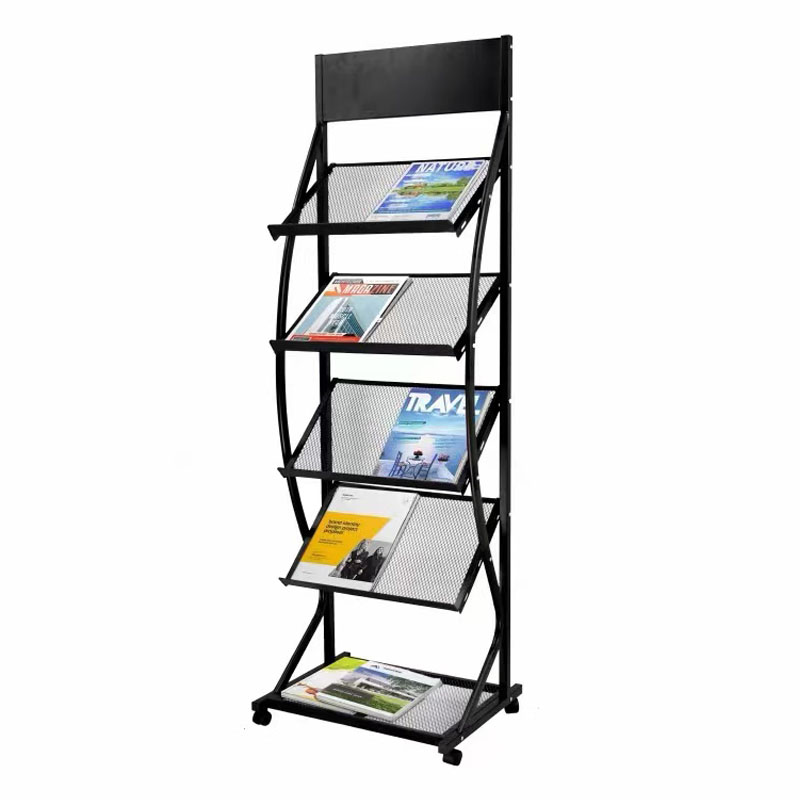 Metal Magazine Display Rack Floor Standing Brochure Holder for Library Office Retail Store Wholesale