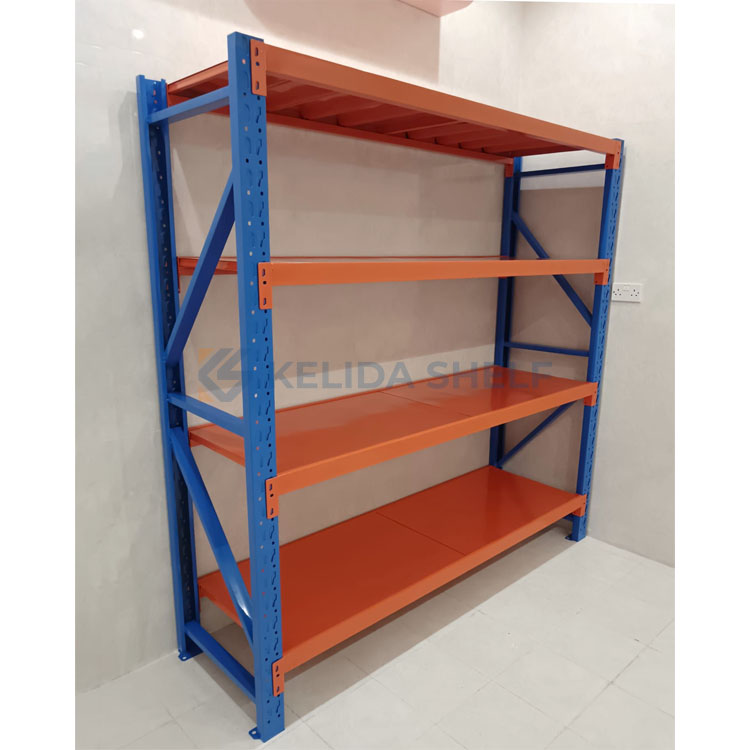 Medium Duty Longspan Steel Storage Rack Industrial Metal Shelving for Warehouse Use and Auto Parts Spare Storage Shelves