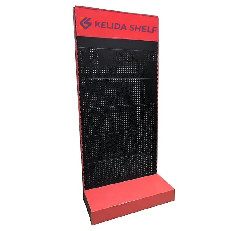 Modern Design Metal Pegboard Rack with Hooks European Style Floor Standing Tools Display Stand for Retail & Showroom