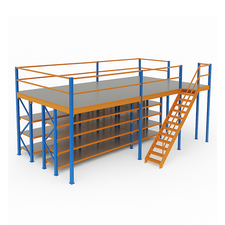 Two-Level Mezzanine Racking System | Industrial Steel Storage Platform for Warehouse Use