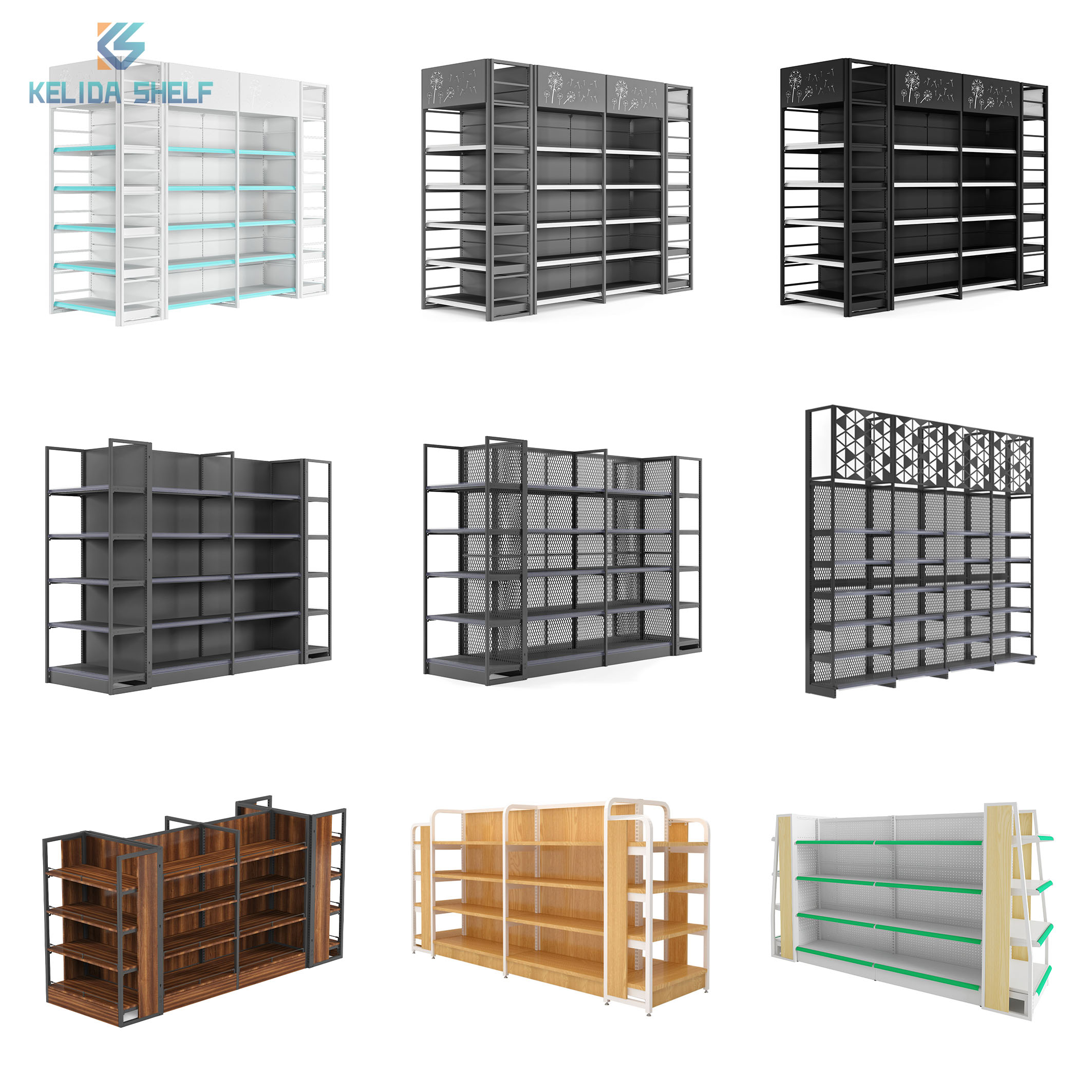 Heavy duty supermarket shelving unit 1