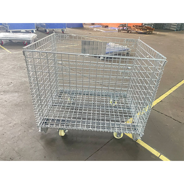 Manufacturer Stackable Metal Steel Wire Mesh Container Warehouse Galvanized Transport Pallet Logistics Storage Cages