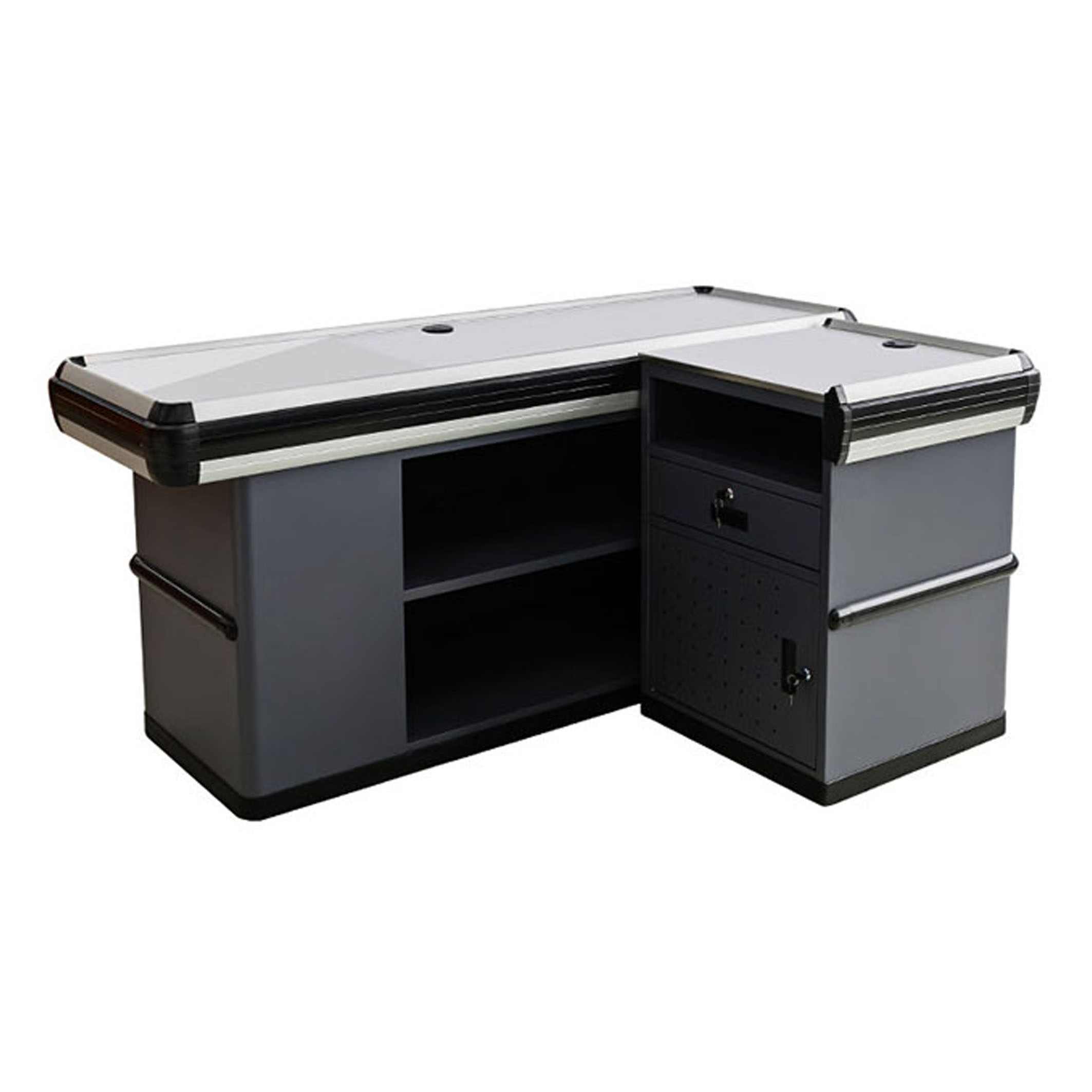 Checkout Counter Boutique Best Price Supermarket Equipment Steel Cashier Counter
