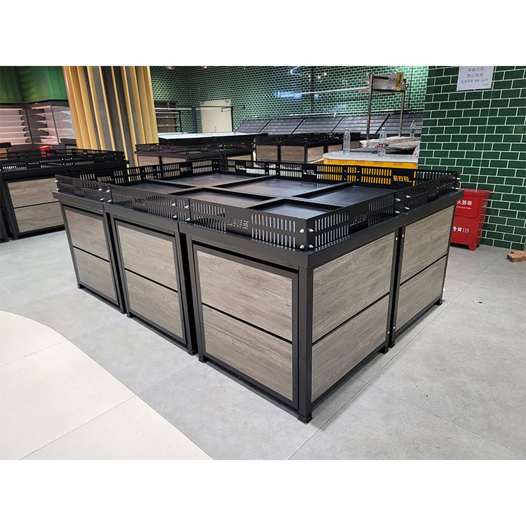 Fruit and Vegetables Customized Grocery Shelves for Sale, Grocery Store Retail Display Wooden Shelf Shelving Unit