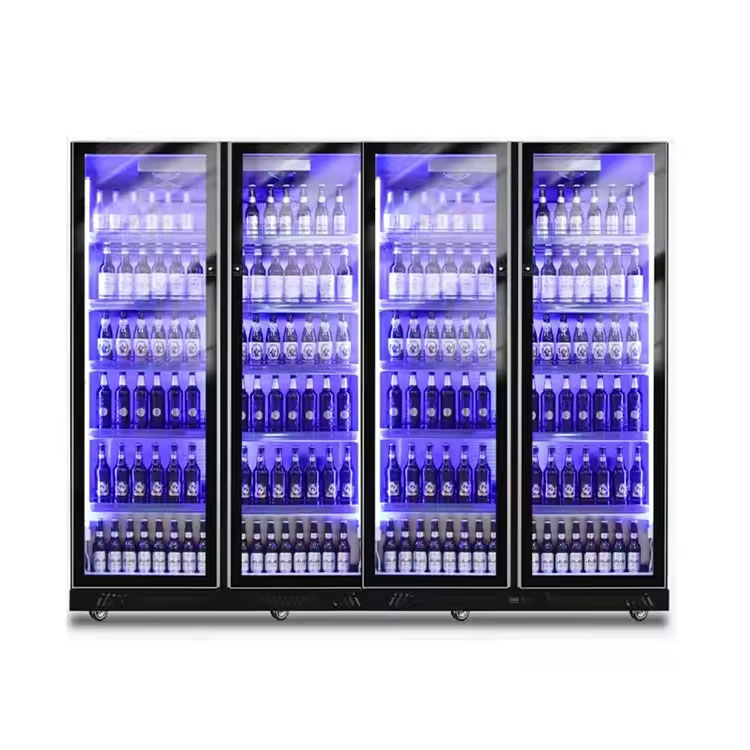 Supermarket Commercial Glass Door Open Chiller Beverage Display Cooler Drink Fridge Showcase