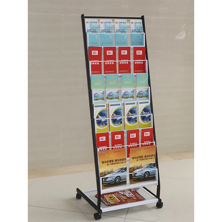 Custom  Metal Magazine Exhibition Rack A4 Size Newspaper Display Trade Show Brochure Holder