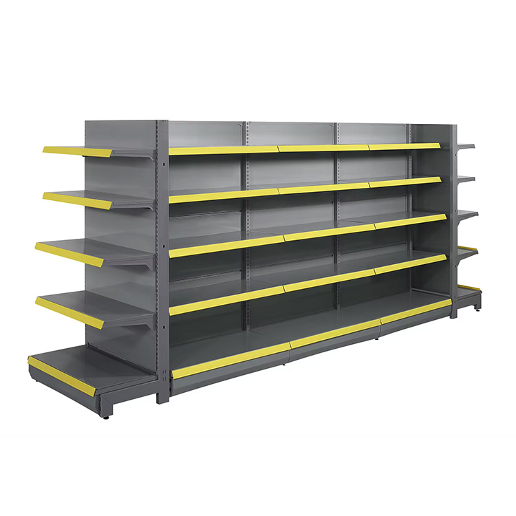 High Quality 100kg/Layer Supermarket Shelves Gondola Double Sided Metal Racks for Shops