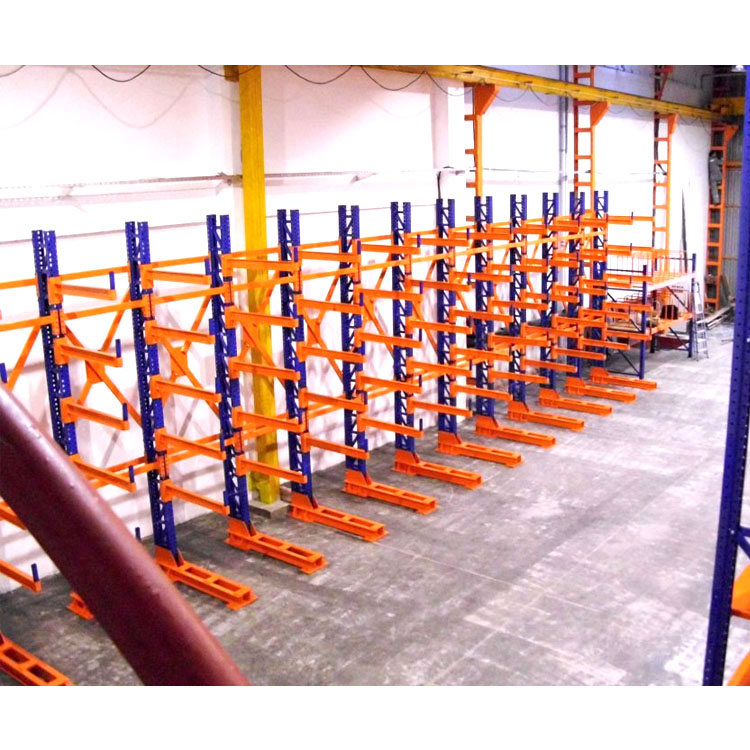 Space Saving Double Side Cantilever Rack for Pipe Storage Along Warehouse Walls and Narrow Aisles