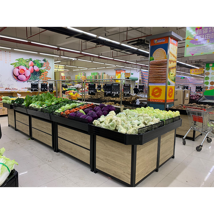 Supermarket Promotion Display Stand Table Grocery Store Wooden Fruit Vegetable Rack