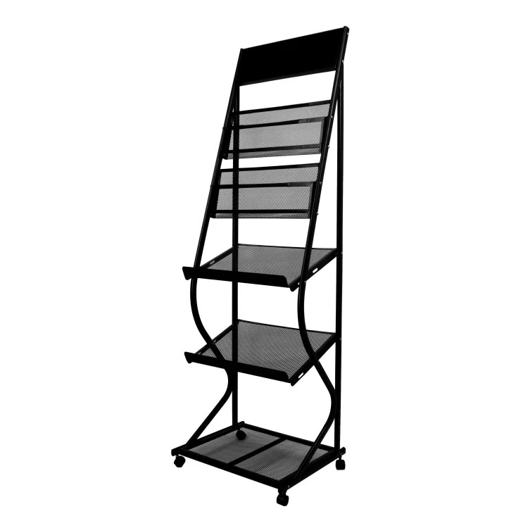 Custom Metal Magazine Display Rack Floor Standing Literature Brochure Holder for Stores and Bookshops