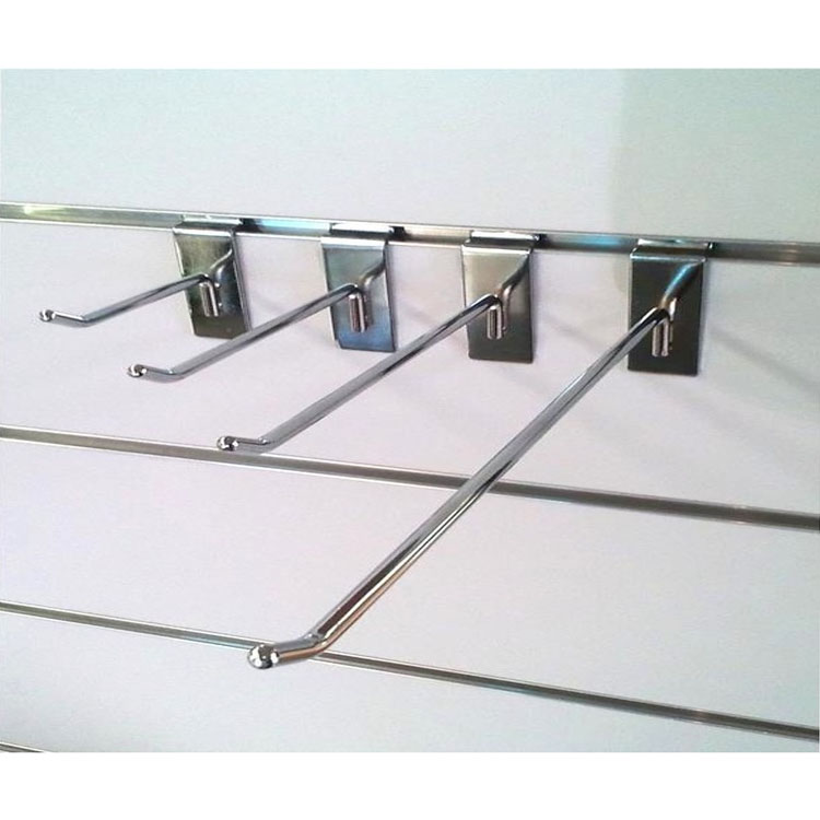 Premium Chrome Finished Slatwall Hooks Metal Display Hangers for Supermarket Retail Store Garment Display