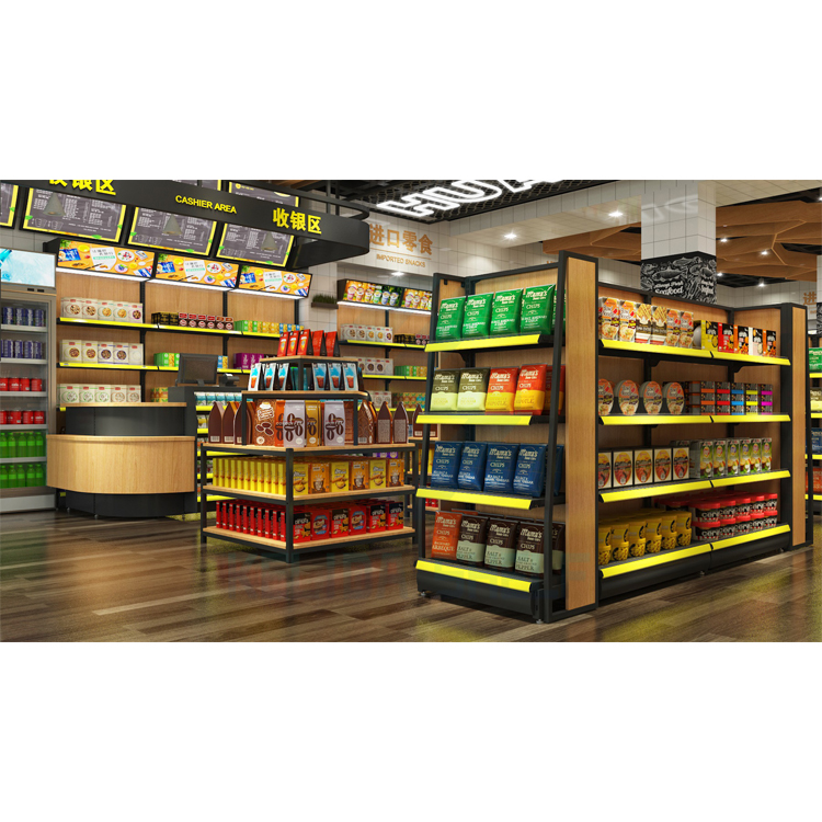 Supermarket Gondola Candy Store Display, Bag Display Rack Gondola