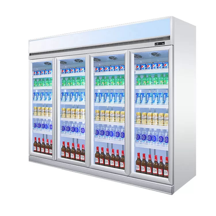 Large Capacity Commercial Glass Door Refrigerator Double Door Beverage Display Cooler