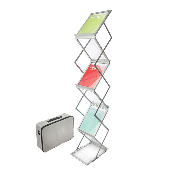 Modern Aluminum Magazine Rack Floor Standing Brochure Display for Office Lobby Reception
