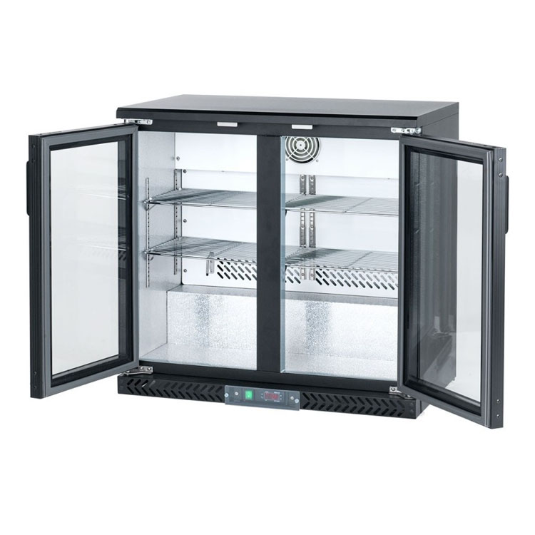 Commercial Double Door Back Bar Beer Fridge with Glass Doors for Restaurant