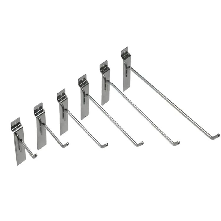 Heavy Duty Metal Silver Slatwall Hooks Retail Shop Display Hanger for Slatwall Panel Board