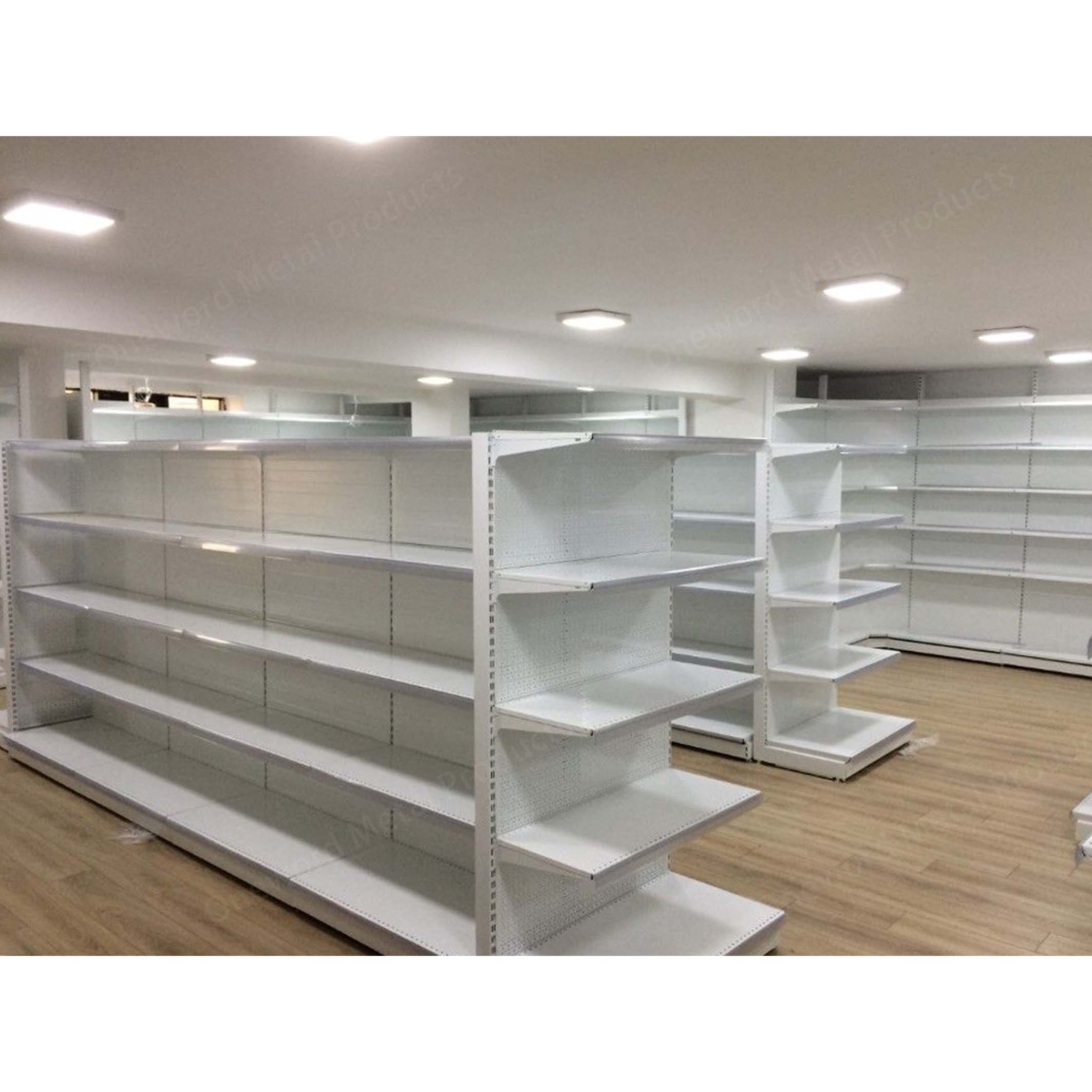 Hot Selling 100kg/Layer Supermarket Shelves Gondola Double Sided Metal Racks for Shops