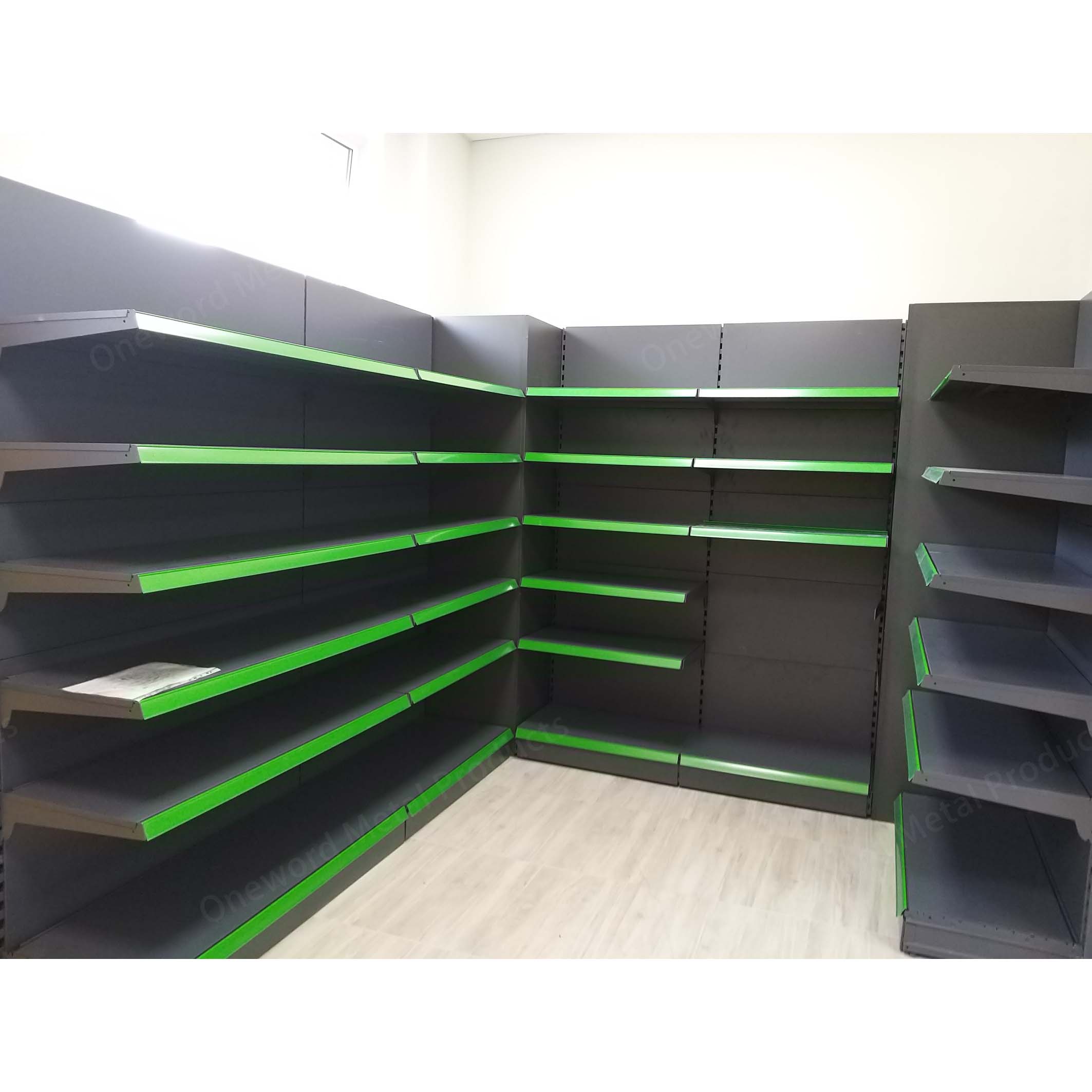 Hot Selling 100kg/Layer Supermarket Shelves Gondola Double Sided Metal Racks for Shops
