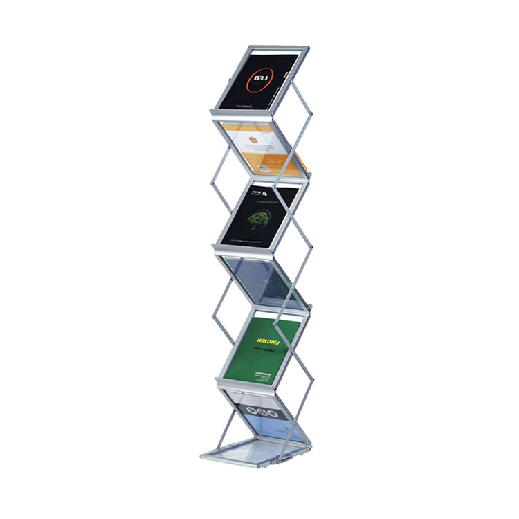 Modern Aluminum Magazine Rack Floor Standing Brochure Display for Office Lobby Reception