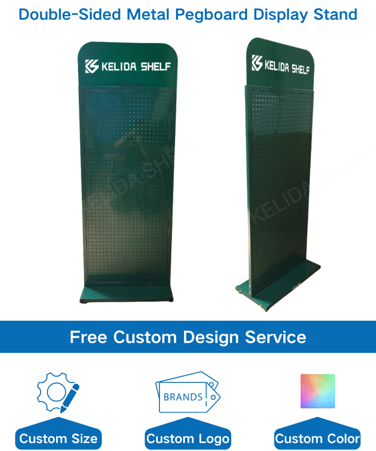Double-Sided Metal Pegboard Display Stand