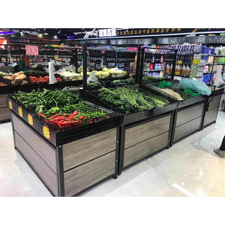 Stainless Steel Fruit and Vegetable Display Rack Commercial Supermarket Grocery Storage Shelf for Retail Store