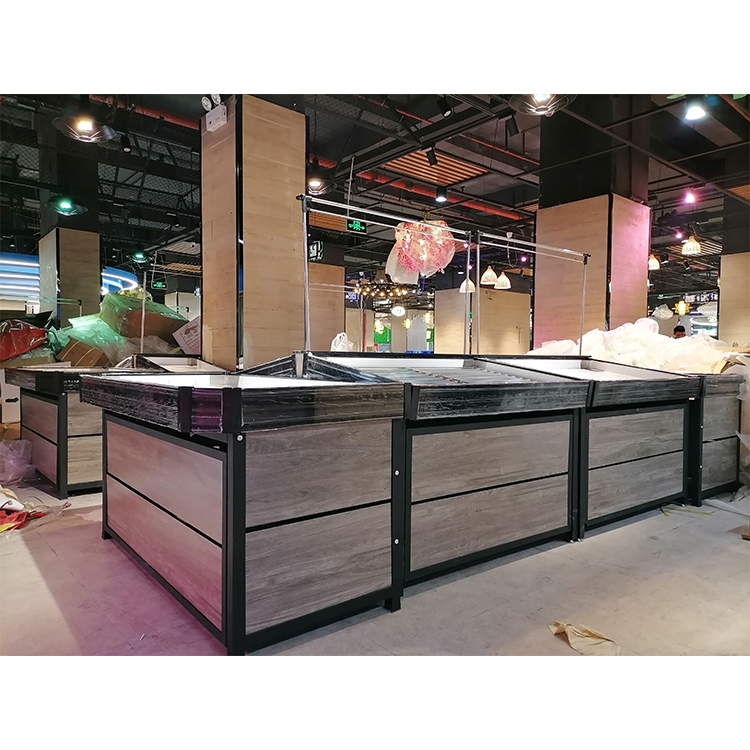 Supermarket Metal Display Fruit Shelf Double-Sided Gondola Shelving Vegetable Display Rack Stand for Grocery Store
