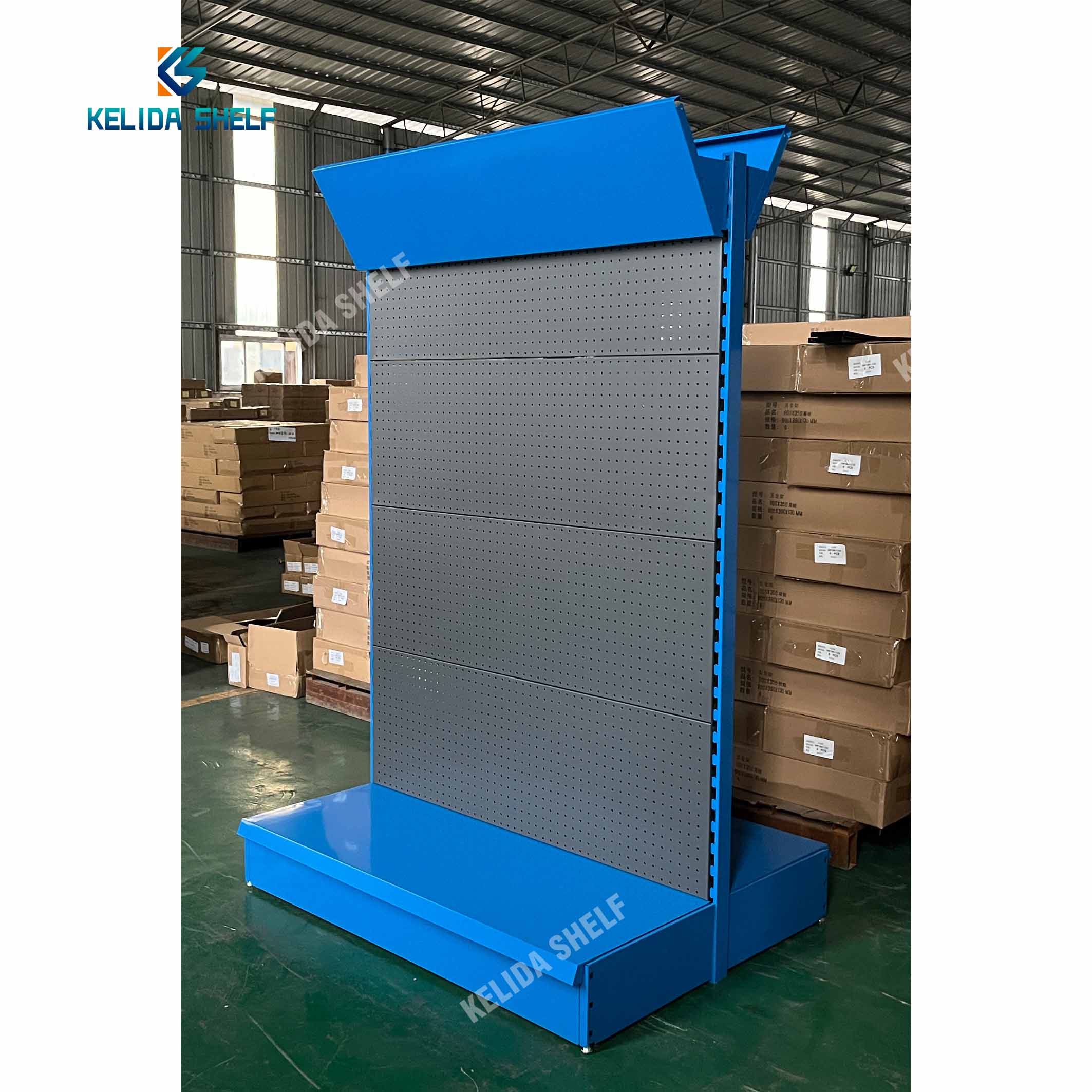 Heavy Duty Power Tools Display Rack Black Metal Pegboard Shelf Stand with Hooks Customized Showroom Tool Organizer