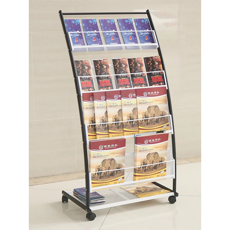 Custom  Metal Magazine Exhibition Rack A4 Size Newspaper Display Trade Show Brochure Holder