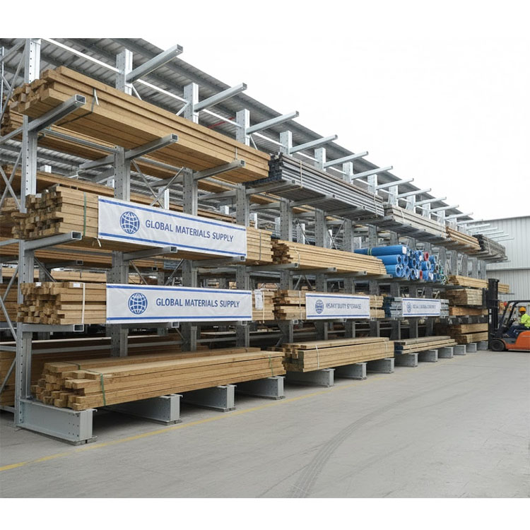 Heavy Duty Cantilever Rack for Lumber and Panel Stock, Customized Timber Storage System for Industry