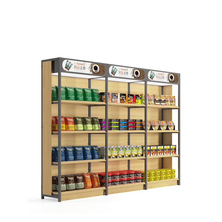 Shop Retail Rack Design Wood Display Shelf for Shops Supermarket