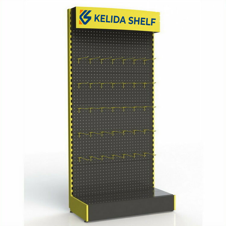 Metal Pegboard Display Stand Floor Standing Tool Organizer Rack with Hooks for Hardware Power Tools & Garage Storage