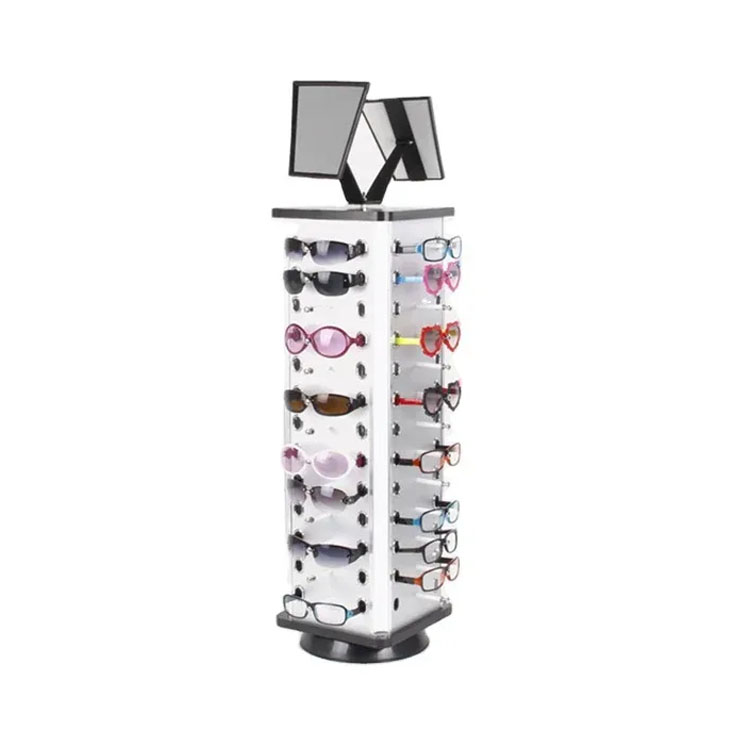 Commercial Retail Store Glasses Display Stand Rotating Eyewear Holder Shelf with Mirrors