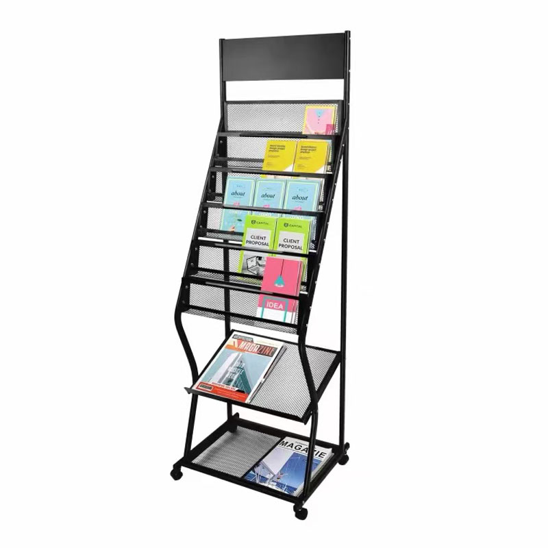 Industrial Metal Literature Display Rack Multi Layer Magazine Holder for Supermarket Bookstore and Exhibition