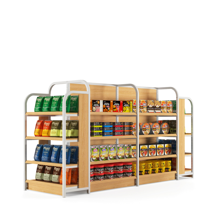 Shop Retail Rack Design Wood Display Shelf for Shops Supermarket