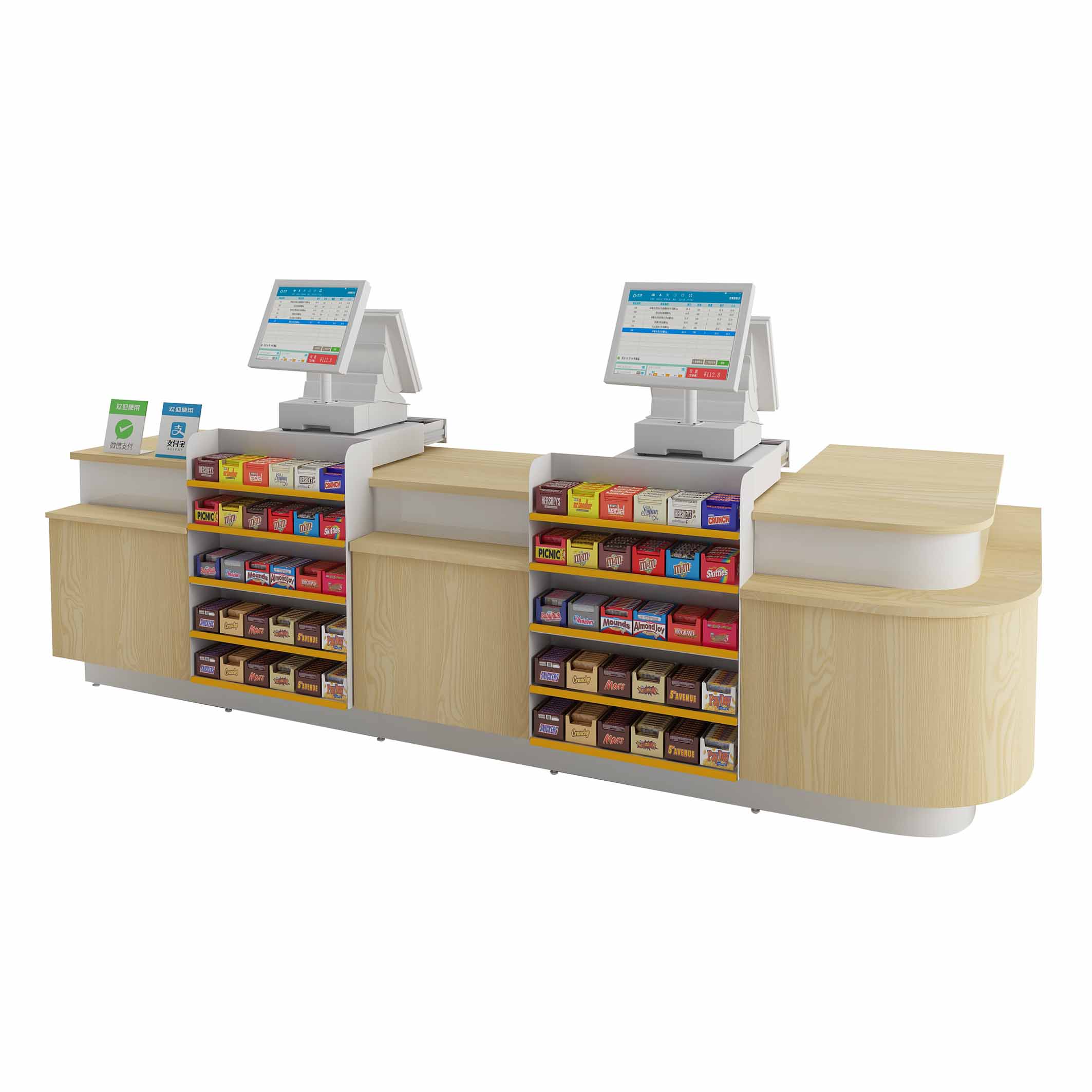 Grocery Store Cash Register Modern Wood Shop Cash Counter Table Design Supermarket Desk Cash Counter
