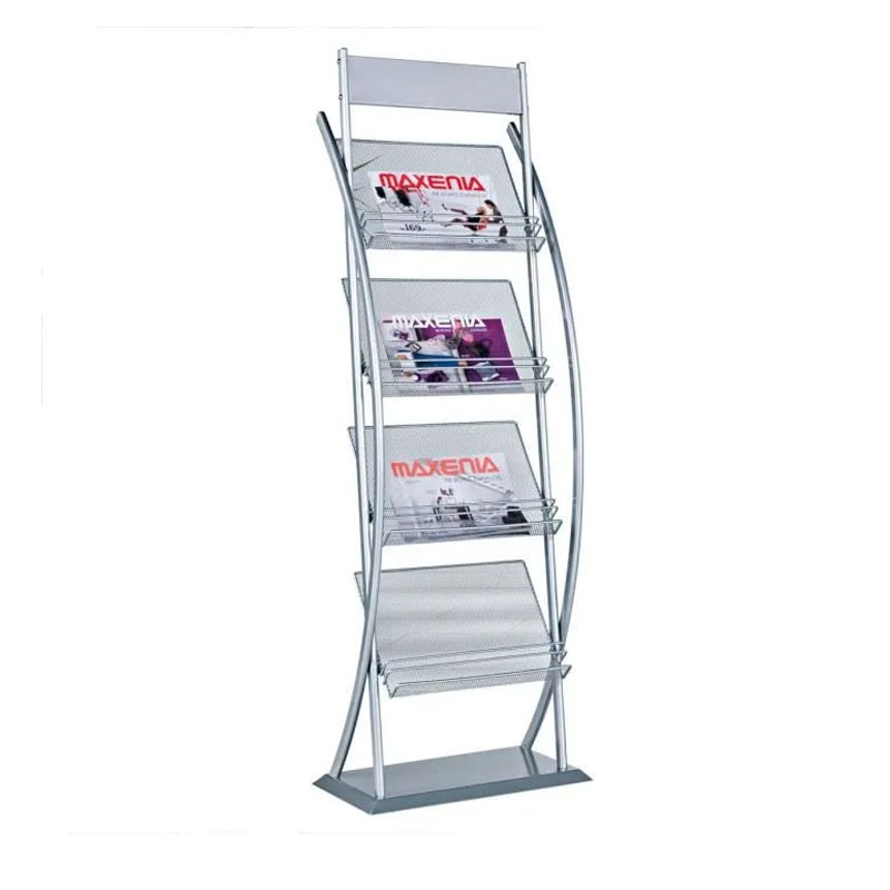 Multi Tier Brochure Display Stand Metal Magazine Rack for Bookstore Supermarket and Pharmacy