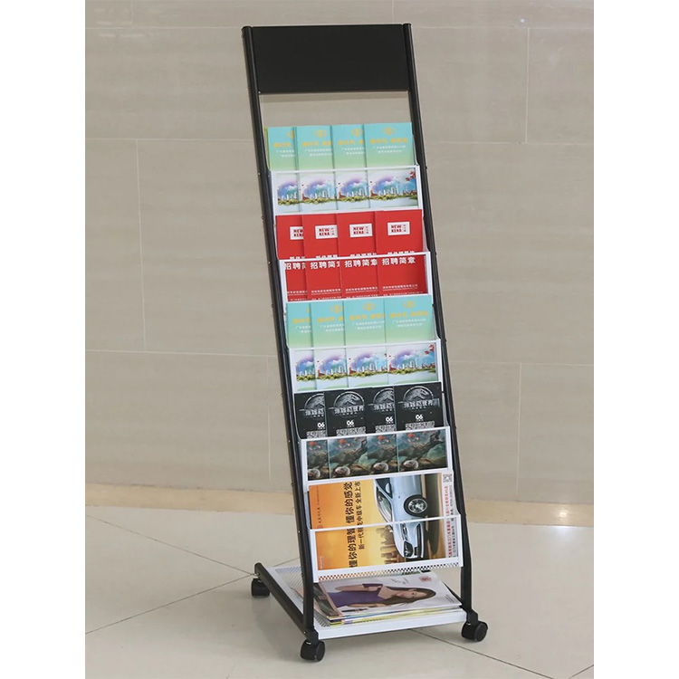 Customized Logo Floor Type Retail Store Metal Information Book Newspaper Brochure Magazine Display Rack