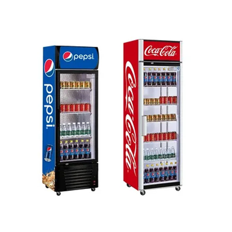 Commercial Upright Glass Door Refrigerator Display Cooler for Beverage and Food Storage