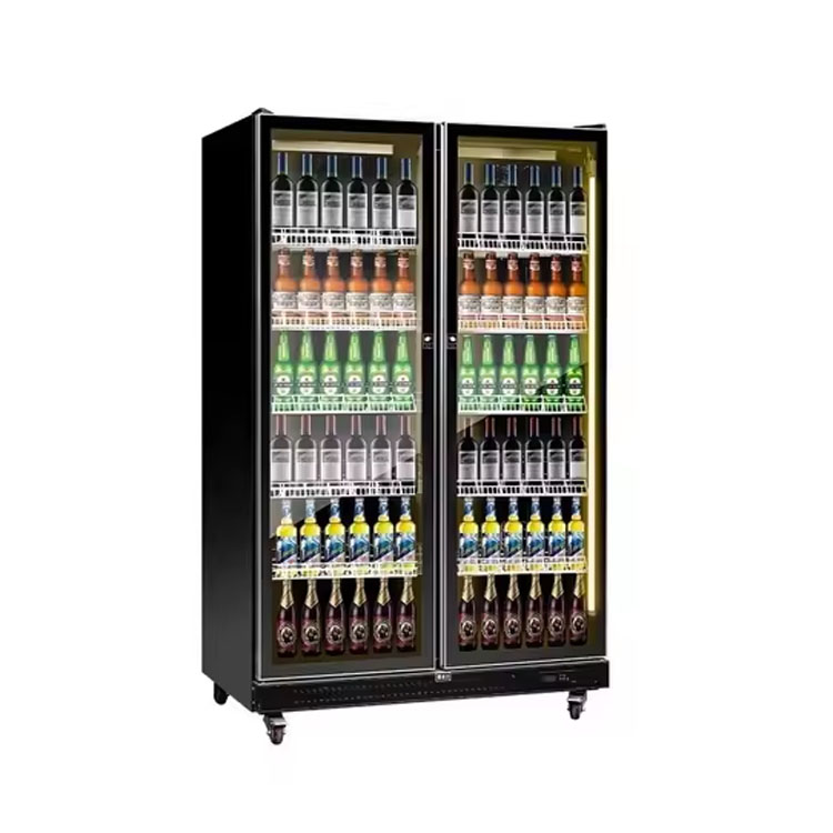 Commercial Double Door Glass Beverage Refrigerator Beer Display Cooler with Custom Logo