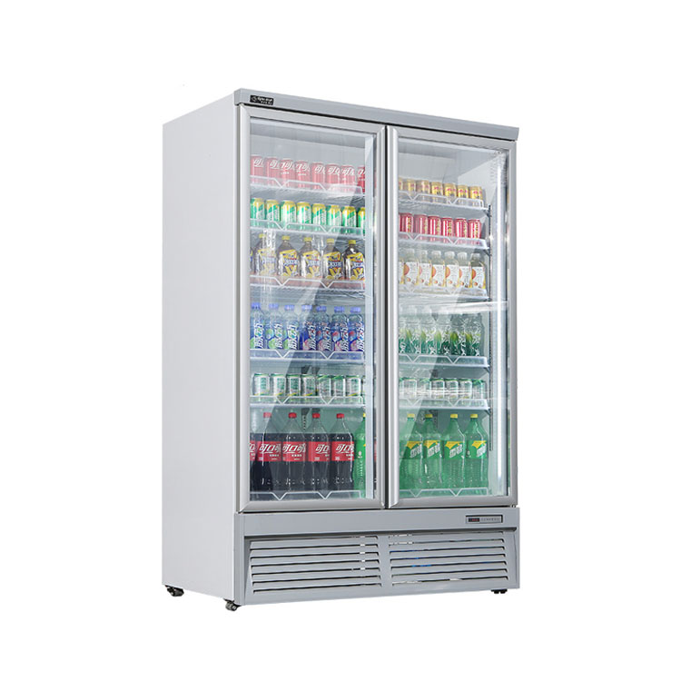 Upright Beverage Display Refrigerator Glass Door Drinks Cooler Commercial Fridge with Fan Cooling