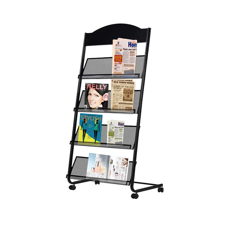 Industrial Metal Literature Display Rack Multi Layer Magazine Holder for Supermarket Bookstore and Exhibition