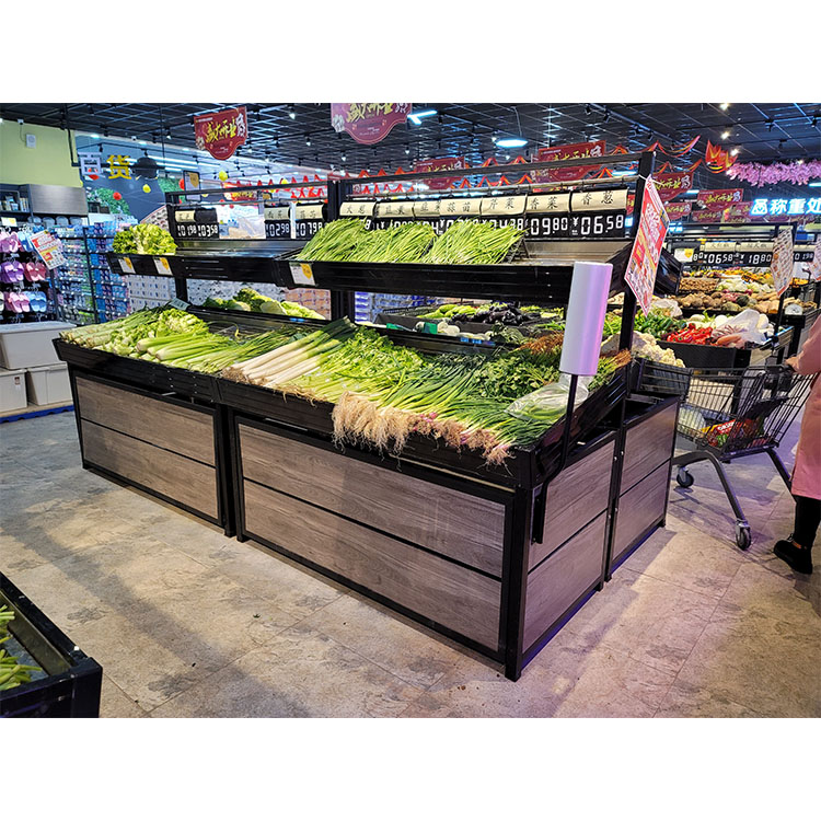 Supermarket Promotion Display Stand Table Grocery Store Wooden Fruit Vegetable Rack