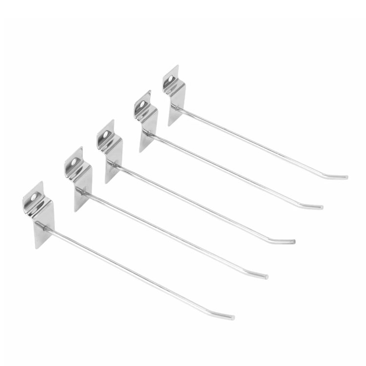 Heavy Duty Metal Silver Slatwall Hooks Retail Shop Display Hanger for Slatwall Panel Board
