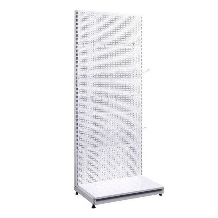 Mobile Metal Pegboard Display Rack with Wheels Floor Standing Multi-Function Retail Store Rack with Hooks