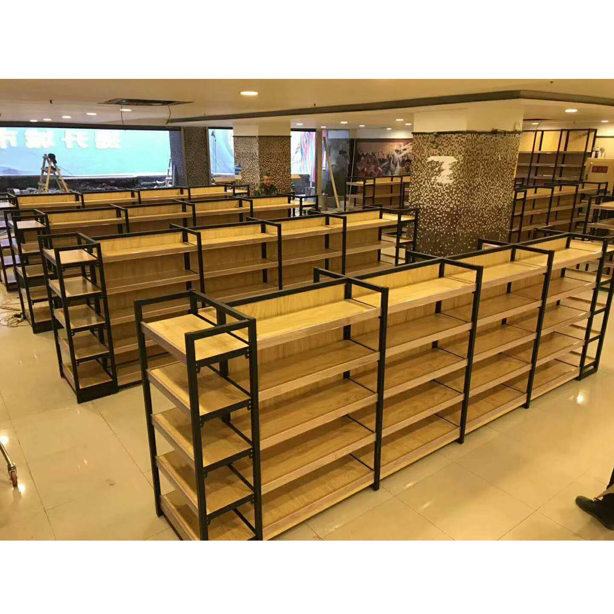 Convenience Store Goods Shelves Light Duty Supermarket Shop Store Display Wooden Shelf Shelving Rack