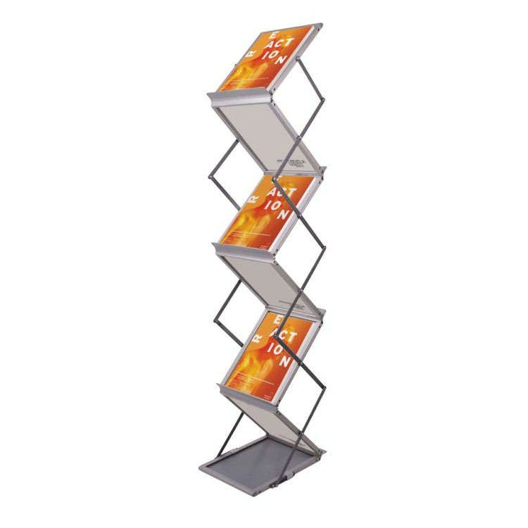4-Tier Aluminum Magazine Holder | Heavy-Duty Literature Display Stand for Car Dealerships & Auto Show